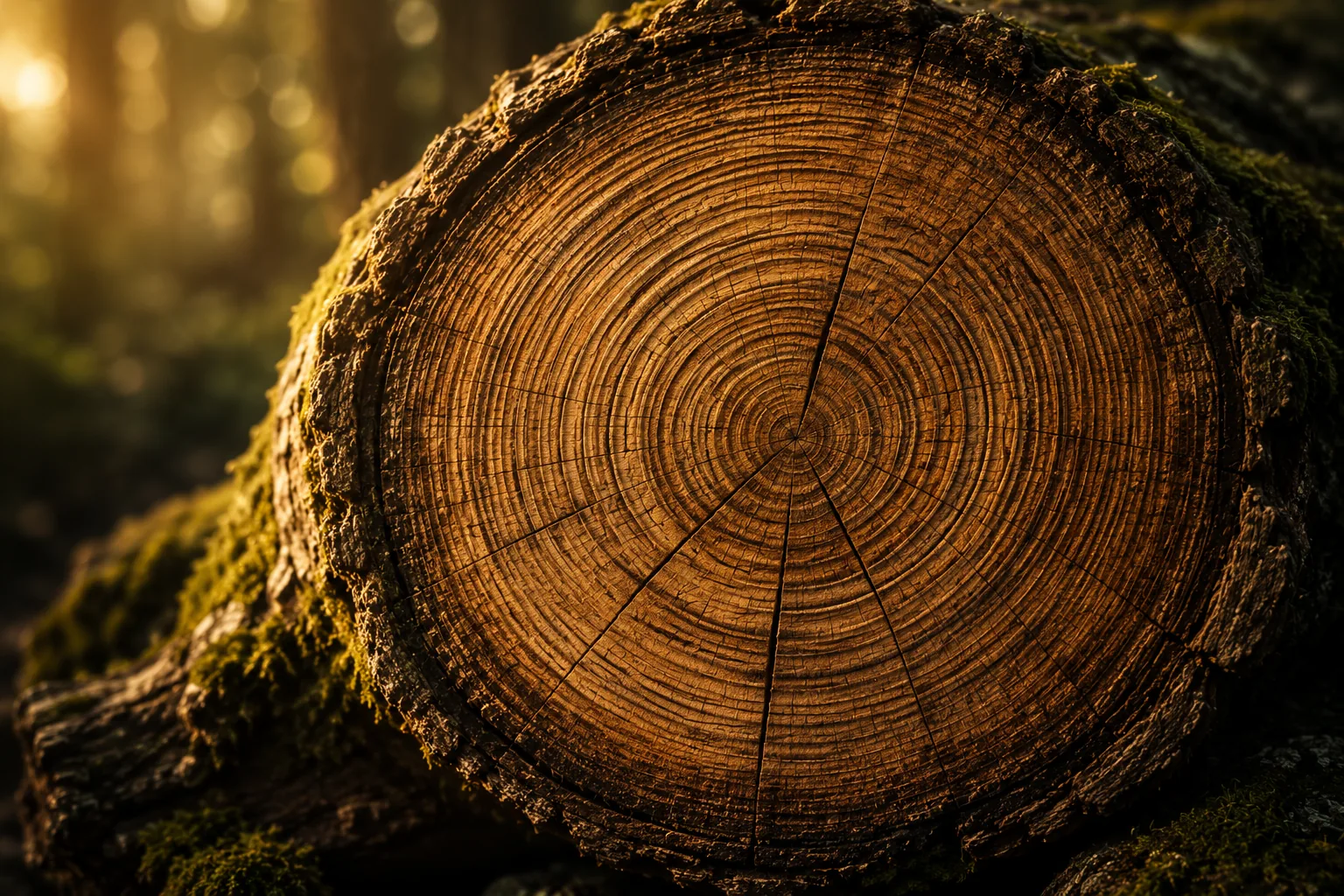 Anéis de um tronco, símbolo de saúde e longevidade
